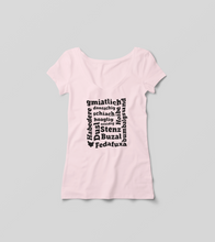 Laden Sie das Bild in den Galerie-Viewer, Damen T-Shirt mit V-Ausschnitt "Dialekt"